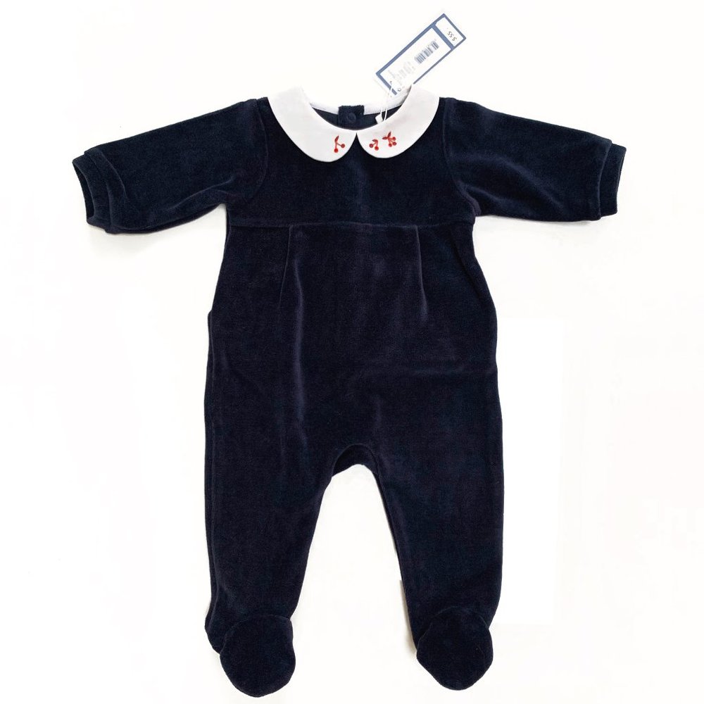 Jacadi Velvet Cherry Footie NWT